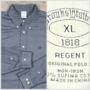 Brooks Brothers Men XL Regent Indigo Blue Oxford Long Sleeve Button Down Shirt